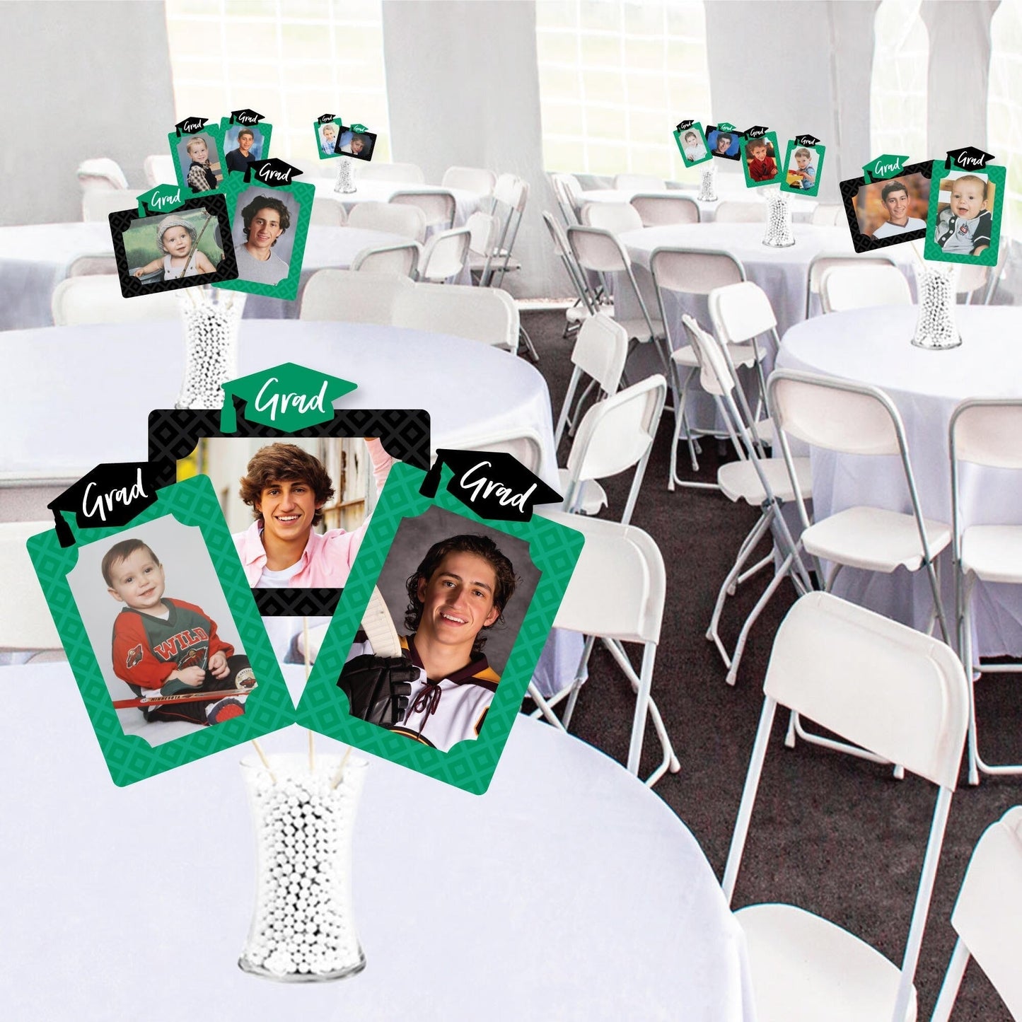 Green Grad - Best is Yet to Come - Graduation Party Picture Centerpiece Sticks - Photo Table Toppers - 15 Pieces
