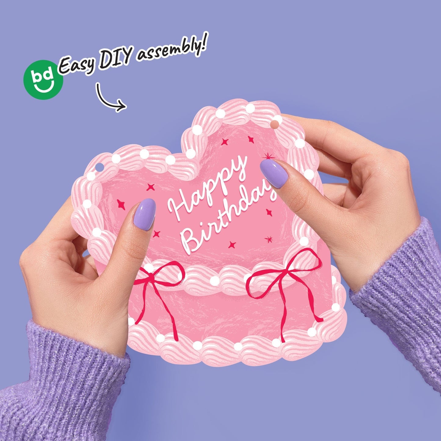 Pink Heart Cake Garland Banner - 15 Pc