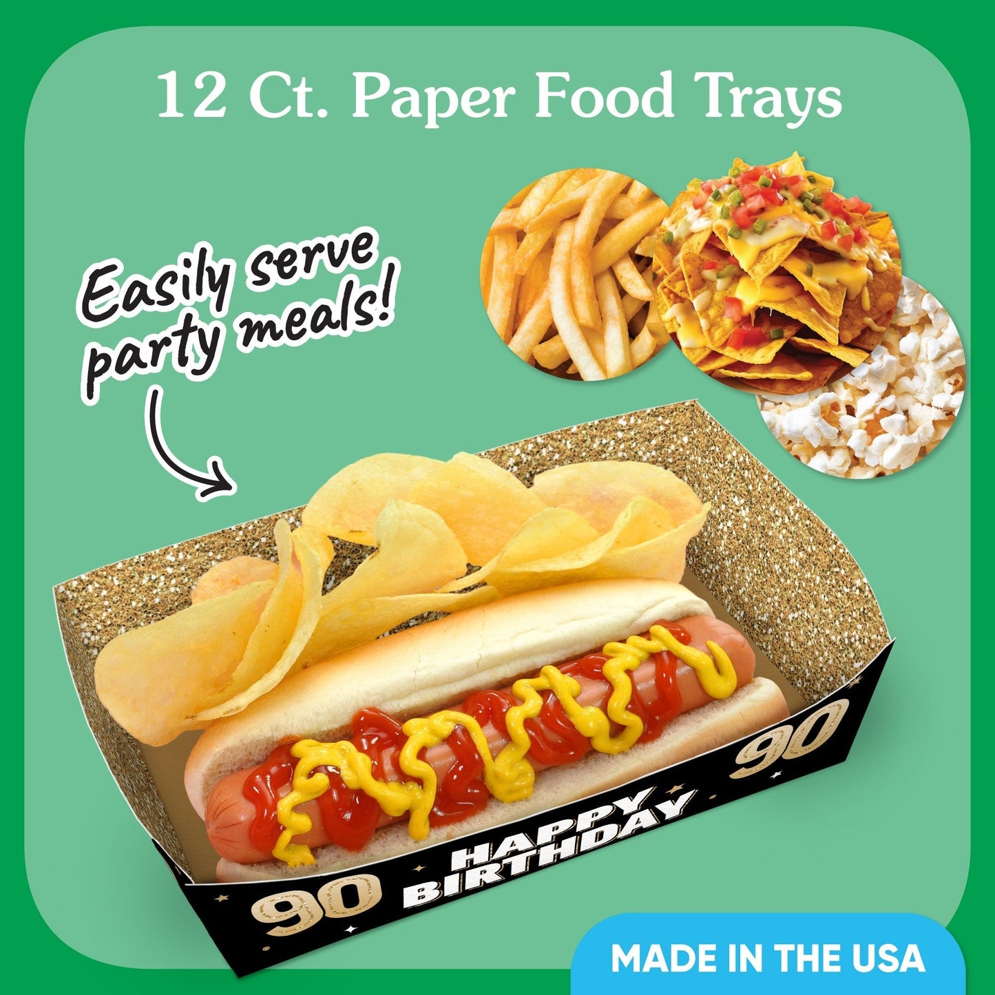 90th Birthday Party Paper Food Trays