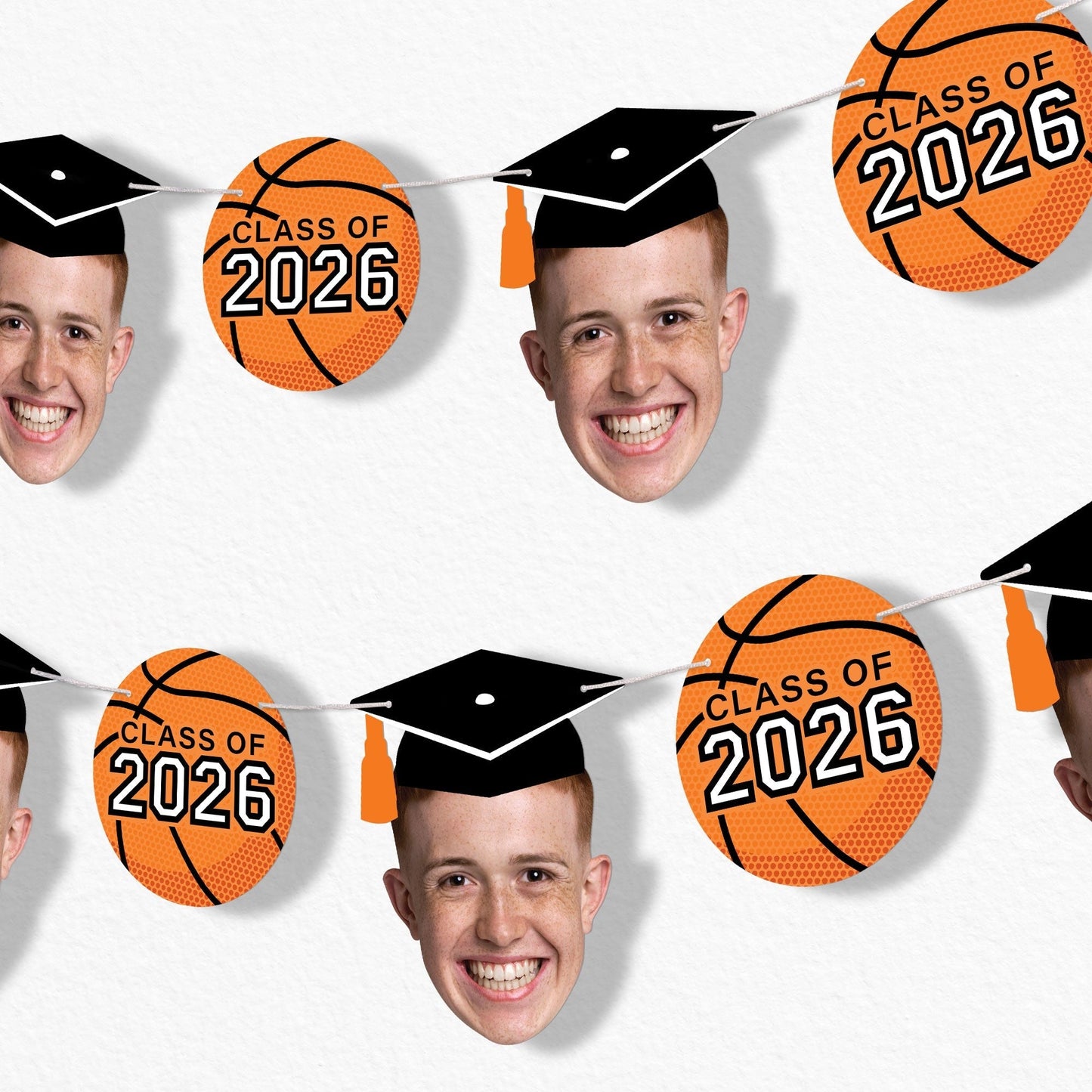 Custom Face Basketball Graduation Garland Banner