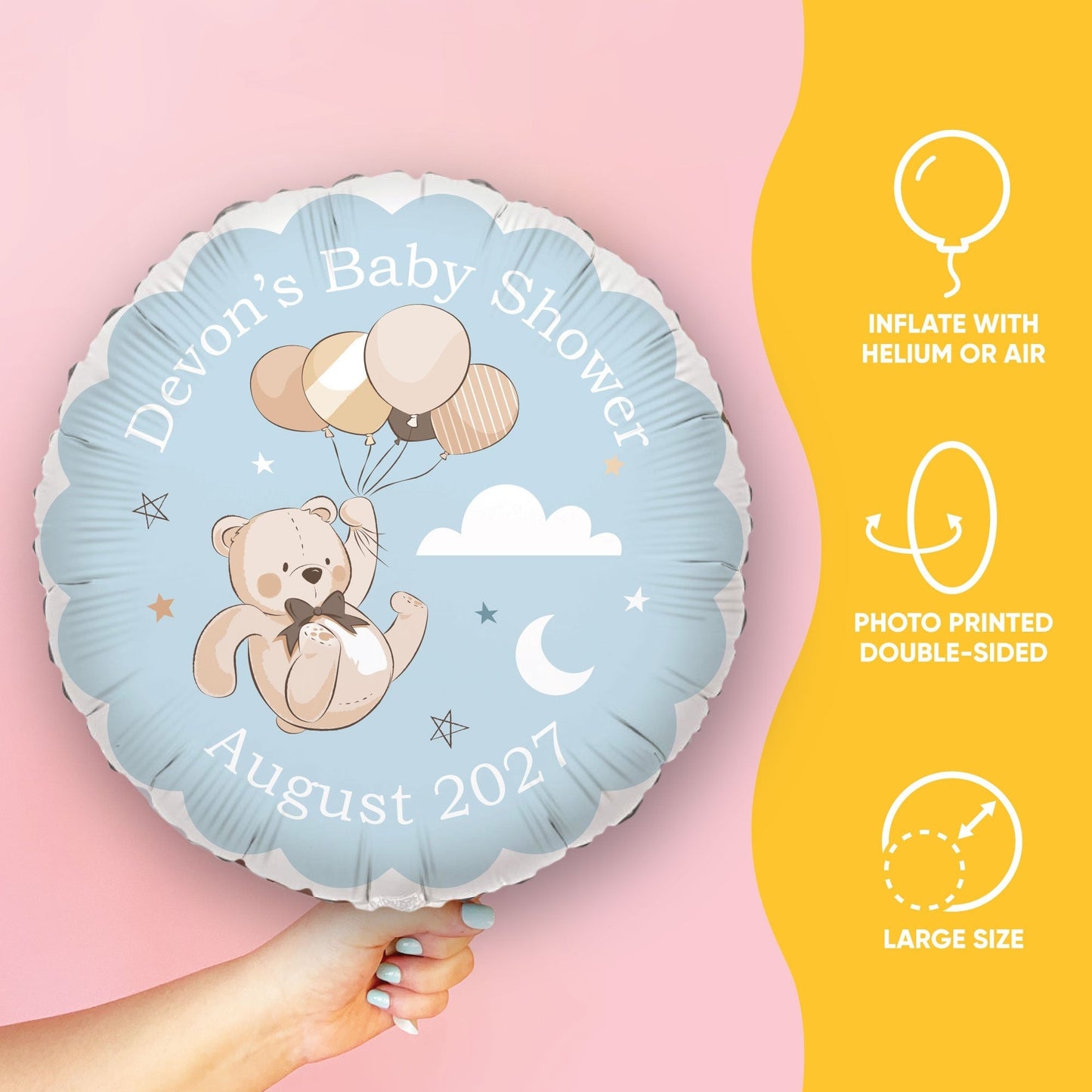 Custom Text Balloon - We Can Bearly Wait - Double Sided - 1 Ct