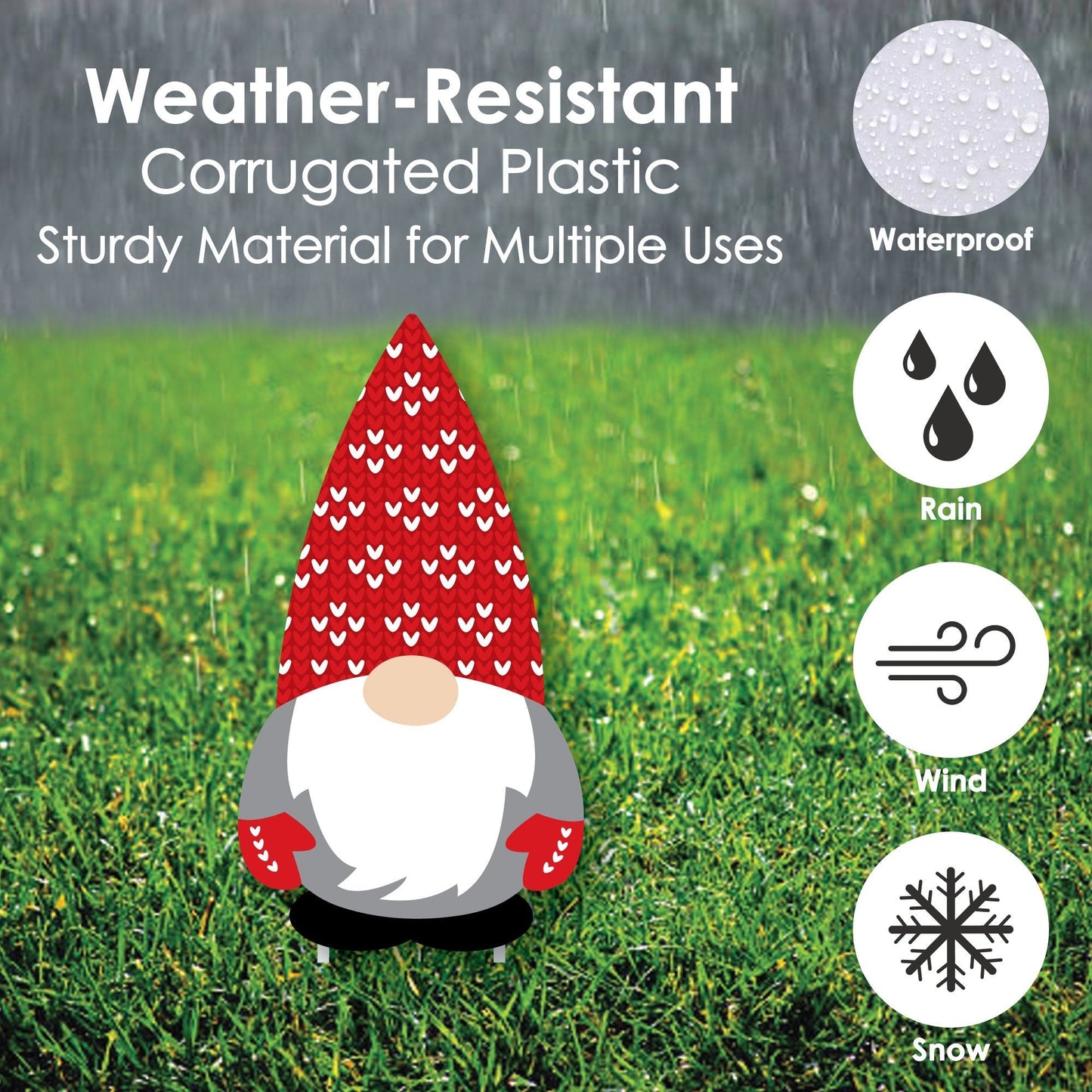 Christmas Gnomes - Lawn Decorations - Outdoor Holiday Party Yard Decorations - 10 Piece