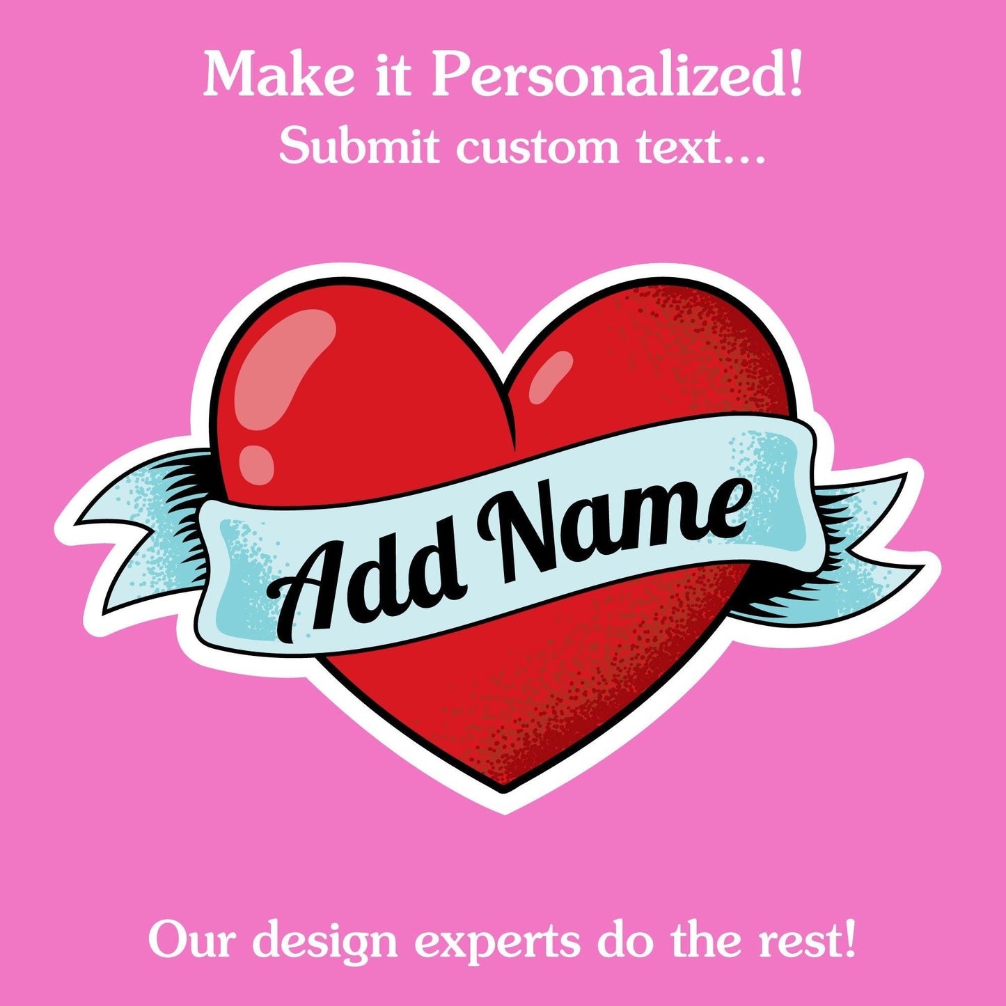 Custom Text Tattoo - Sailor-Style Retro Heart - 12 Ct