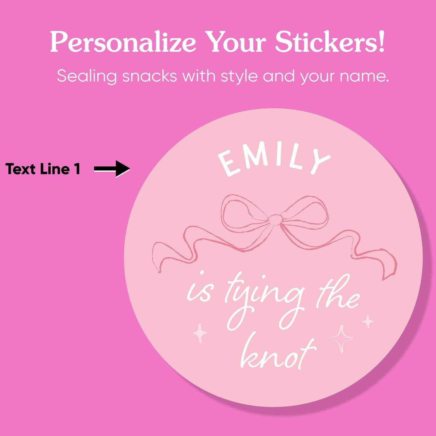 Custom Text Stickers & Clear Cookie Bags - Tying The Knot
