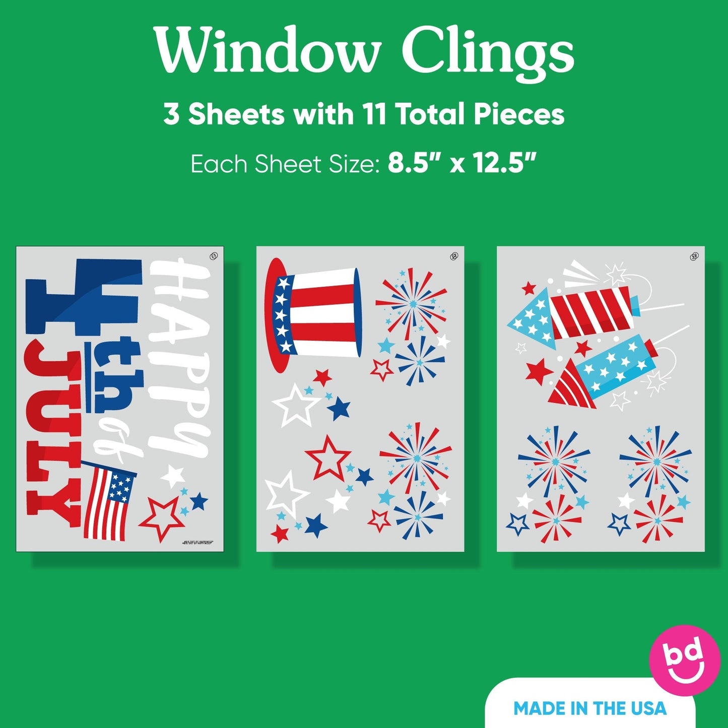 4th of July Window Clings
