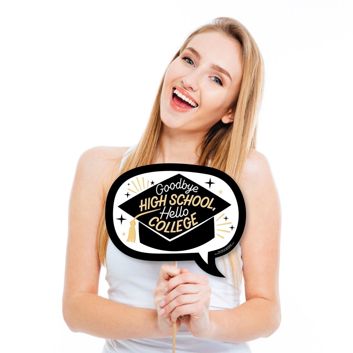 Funny Goodbye High School, Hello College - Graduation Party Photo Booth Props Kit - 10 Piece