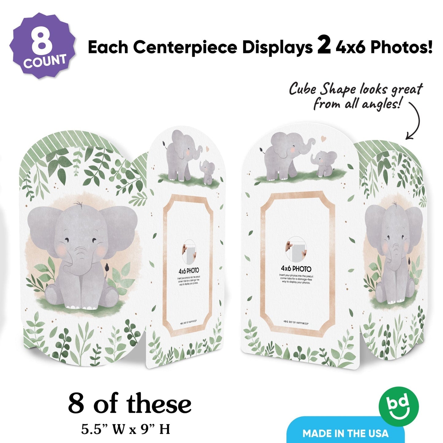 Elephant Photo Centerpieces - 8 Ct