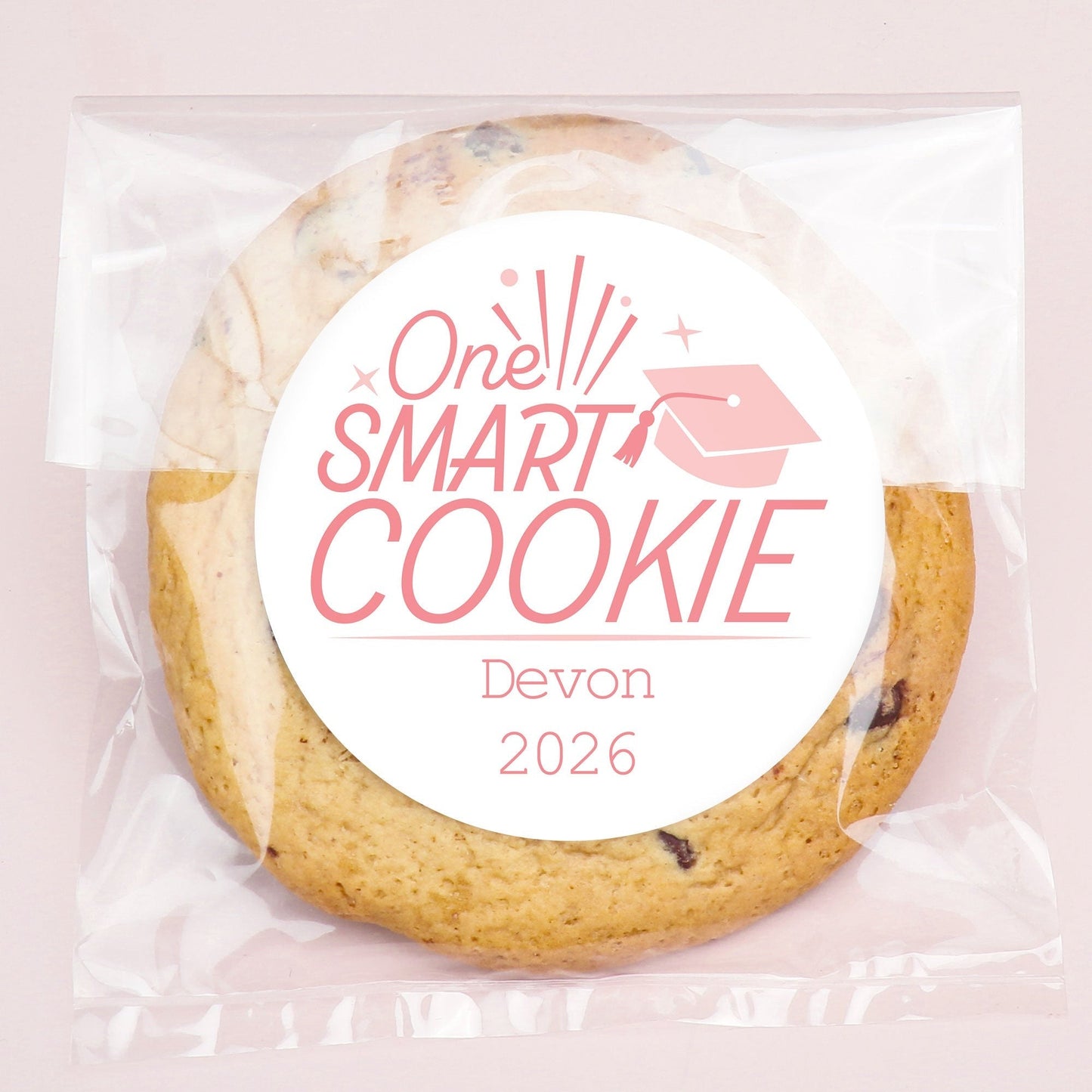 Custom Text Stickers & Clear Cookie Bags - Pink Grad - 100 Ct