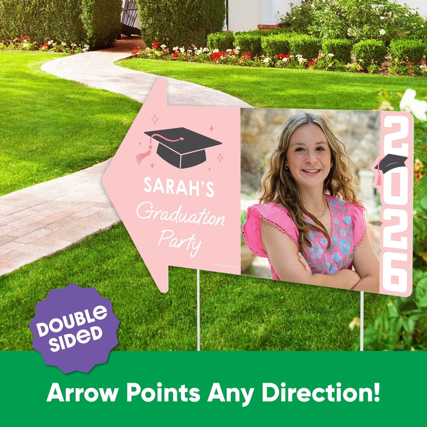 Custom Rose Gold Grad Yard Sign Arrows - 1 Ct