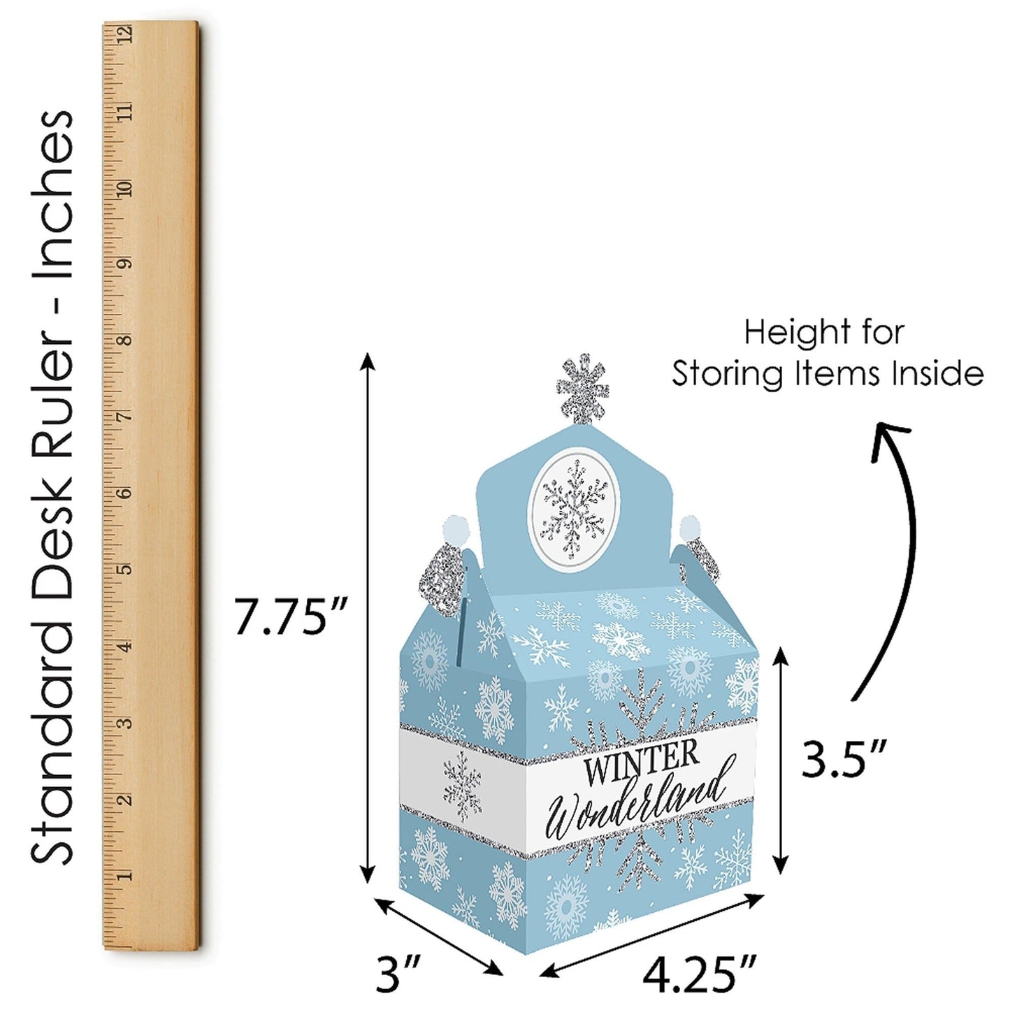 Winter Wonderland - Treat Box Party Favors - Snowflake Holiday Birthday Party and Baby Shower Goodie Gable Boxes - Set of 12