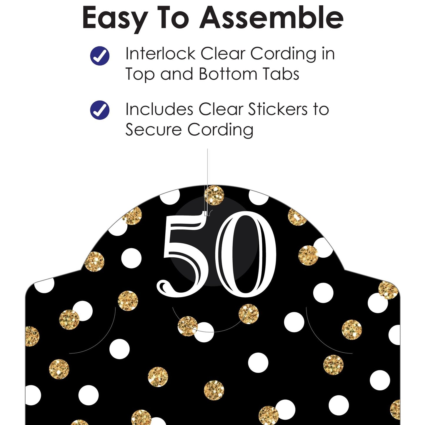 Adult 50th Birthday - Gold - Birthday Party DIY Backdrop Decor - Hanging Vertical Photo Garland - 35 Pieces