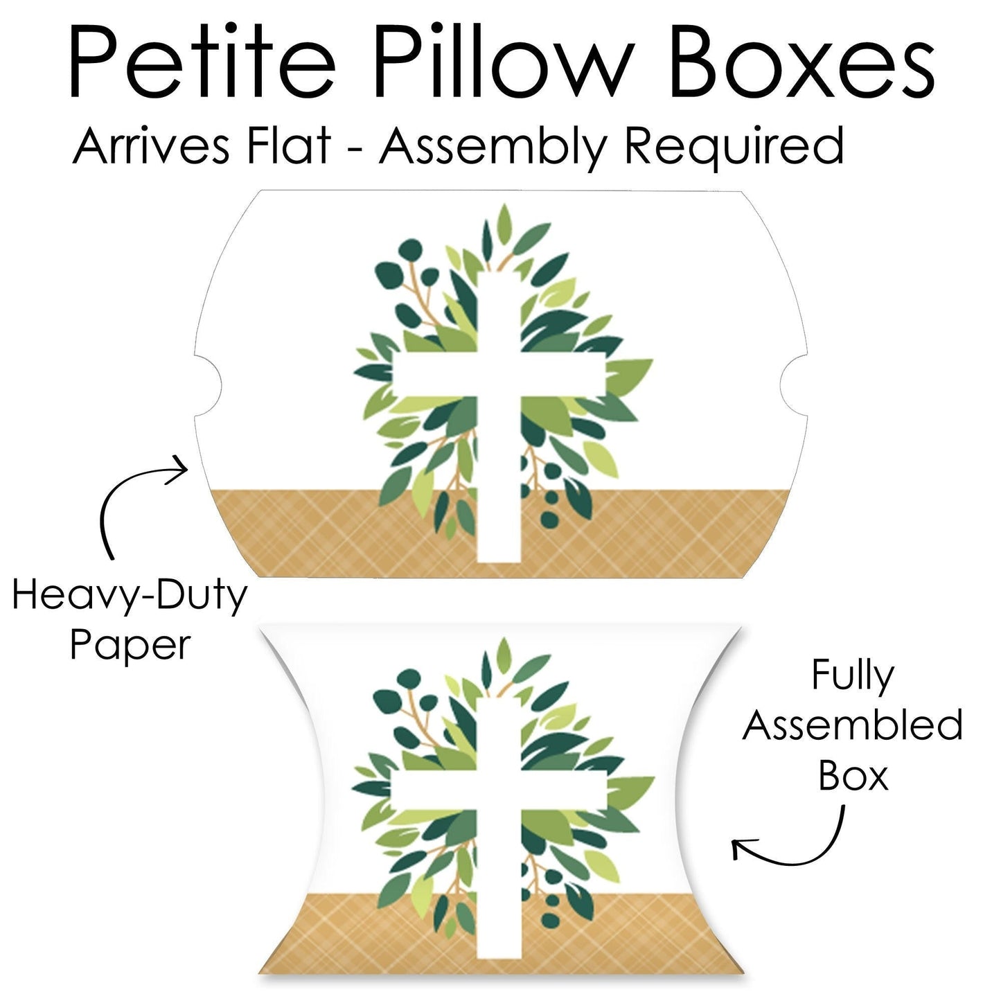 Elegant Cross - Favor Gift Boxes - Religious Party Petite Pillow Boxes - Set of 20