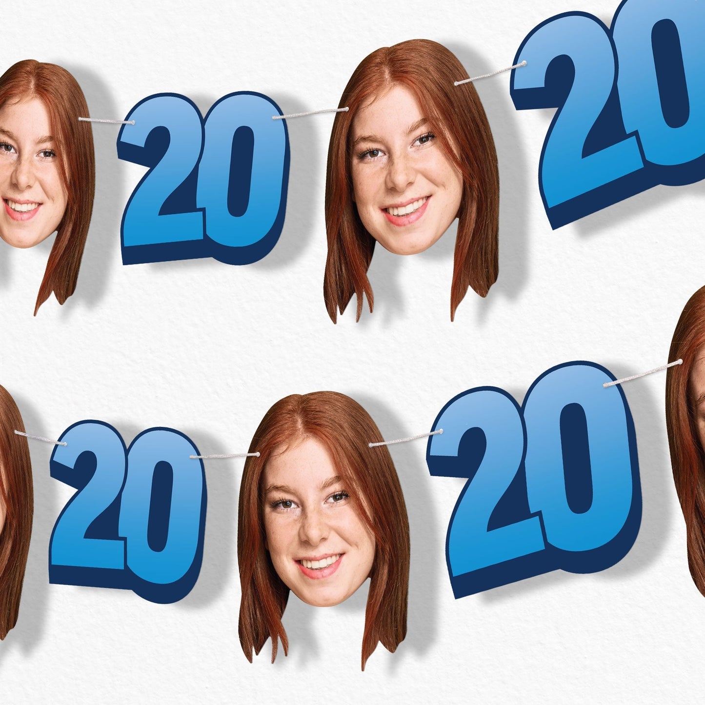 Custom Face 20th Birthday Garland Banner
