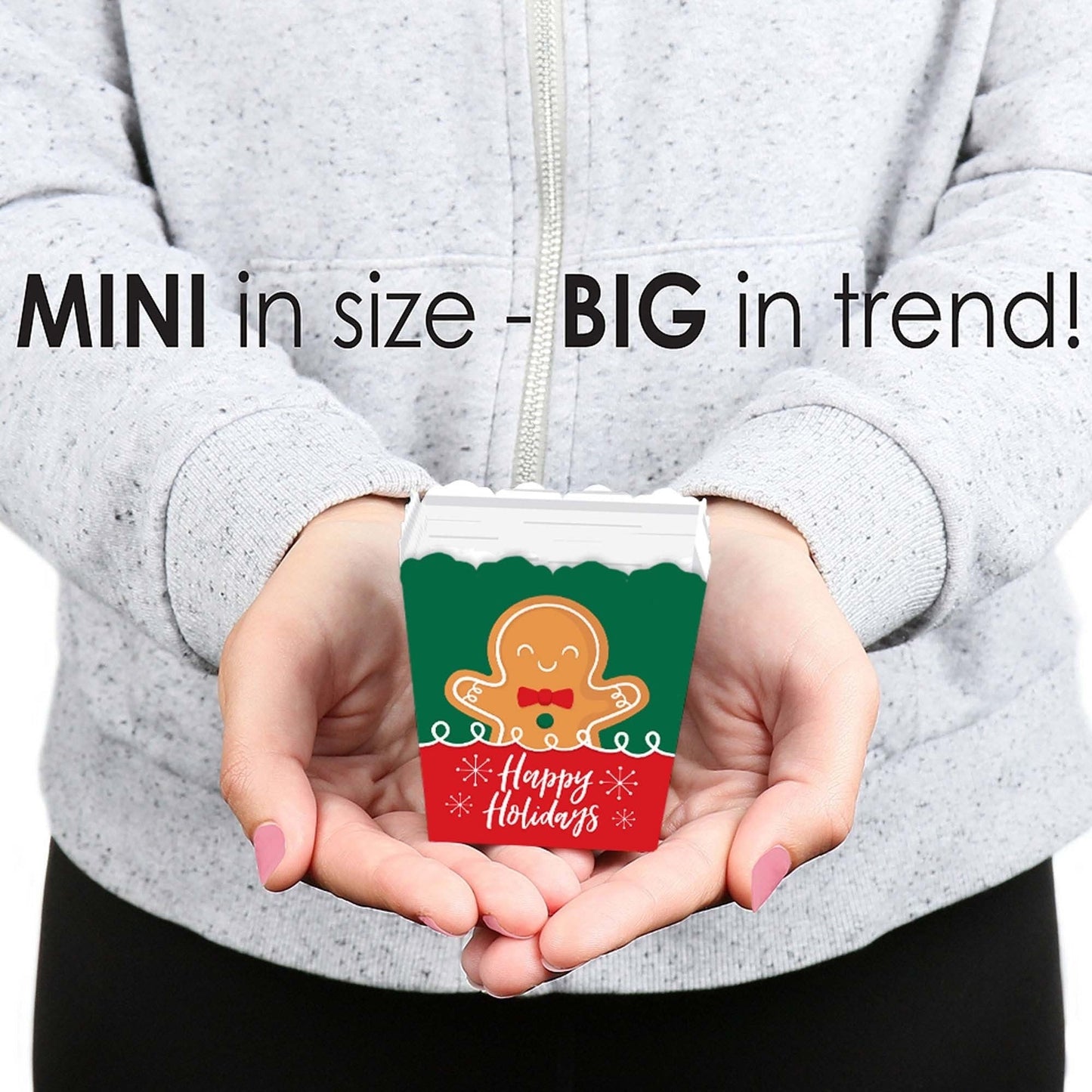 Gingerbread Christmas - Party Mini Favor Boxes - Gingerbread Man Holiday Party Treat Candy Boxes - Set of 12