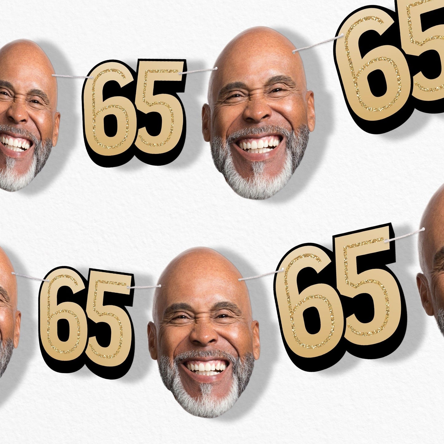 Custom Face 65th Birthday Garland Banner