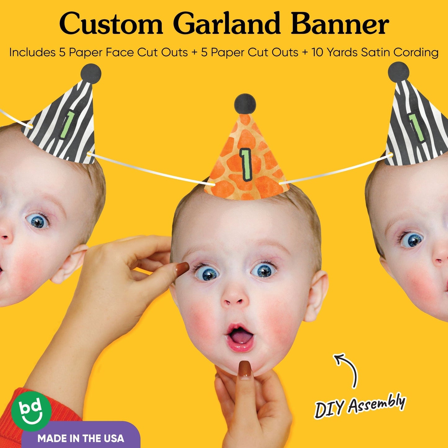 Custom Face Garland Banner - Safari Animal Prints