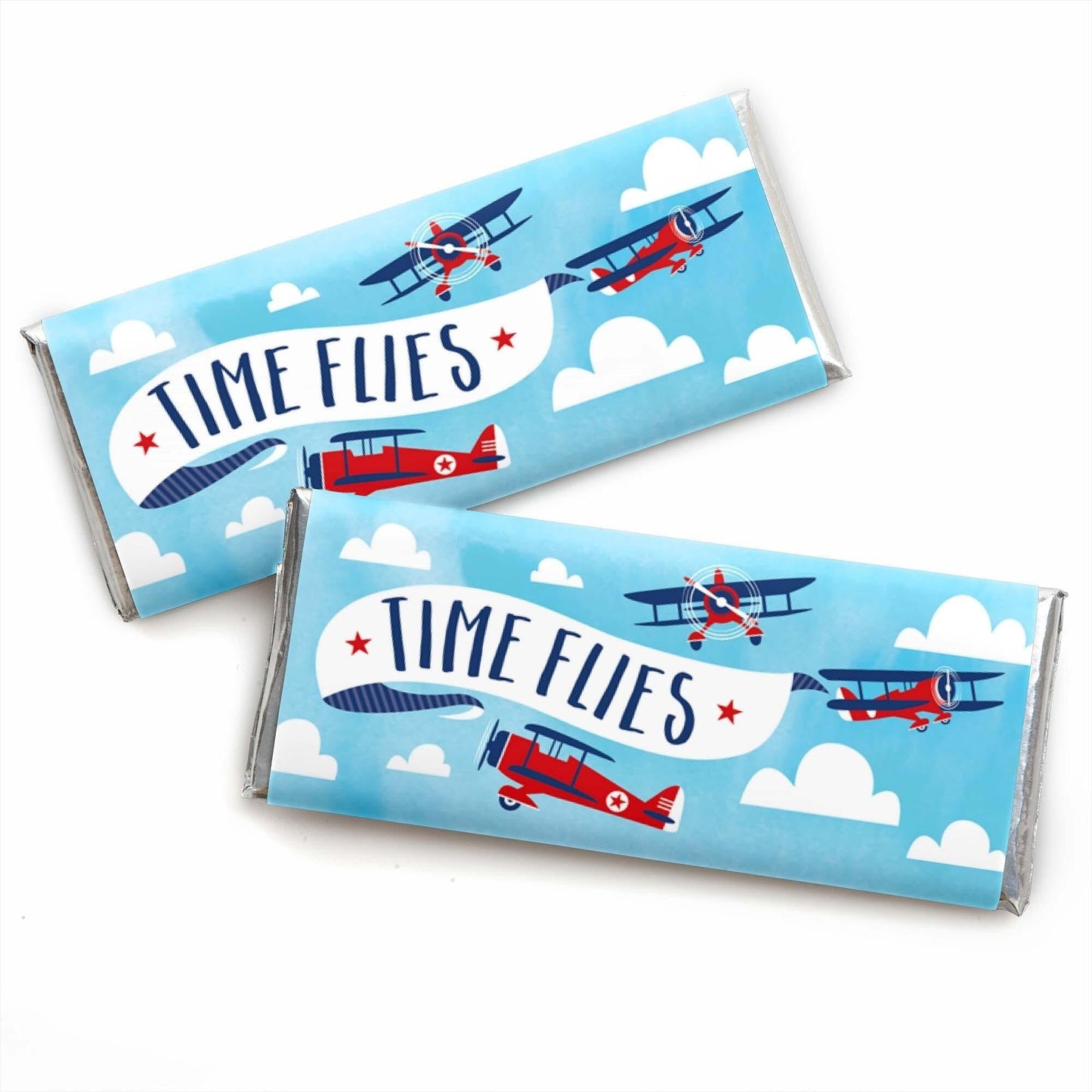 Taking Flight - Airplane - Candy Bar Wrapper Vintage Plane Baby Shower or Birthday Party Favors - Set of 24