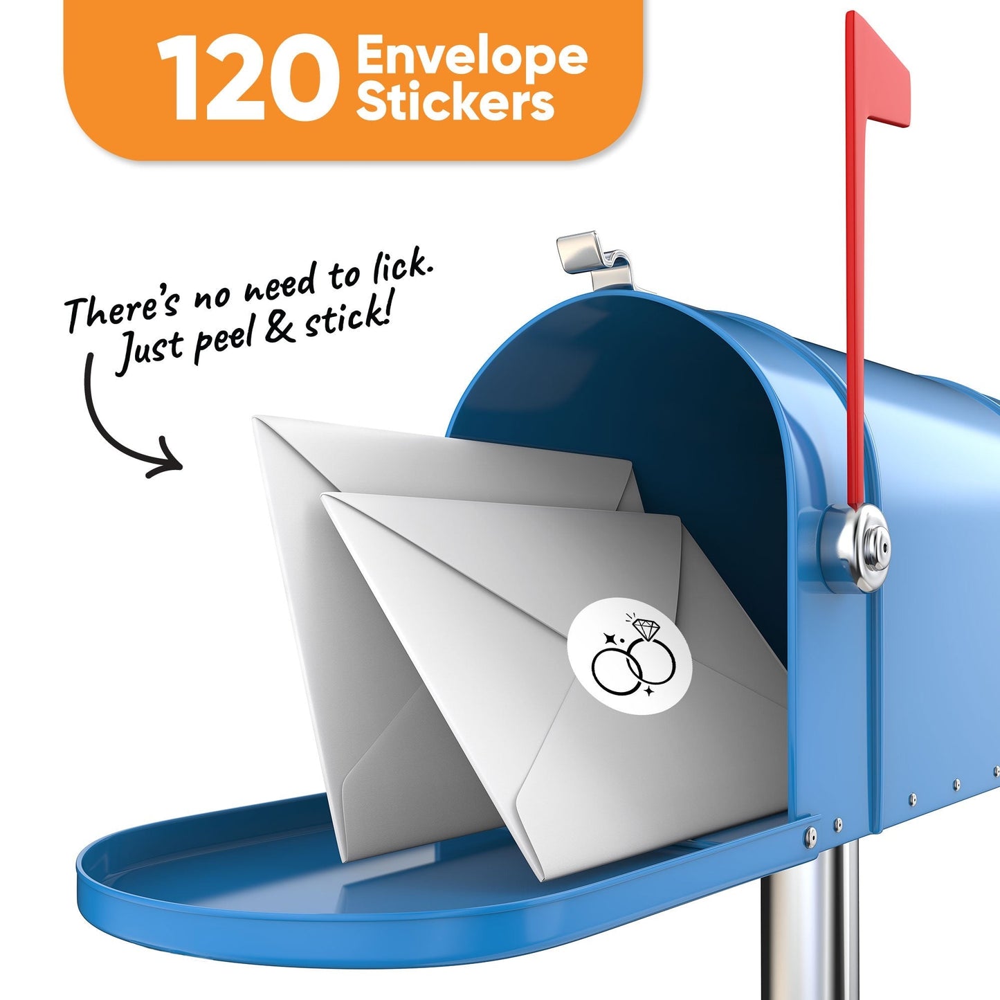 Wedding Rings Envelope Seal Stickers - 120 Ct