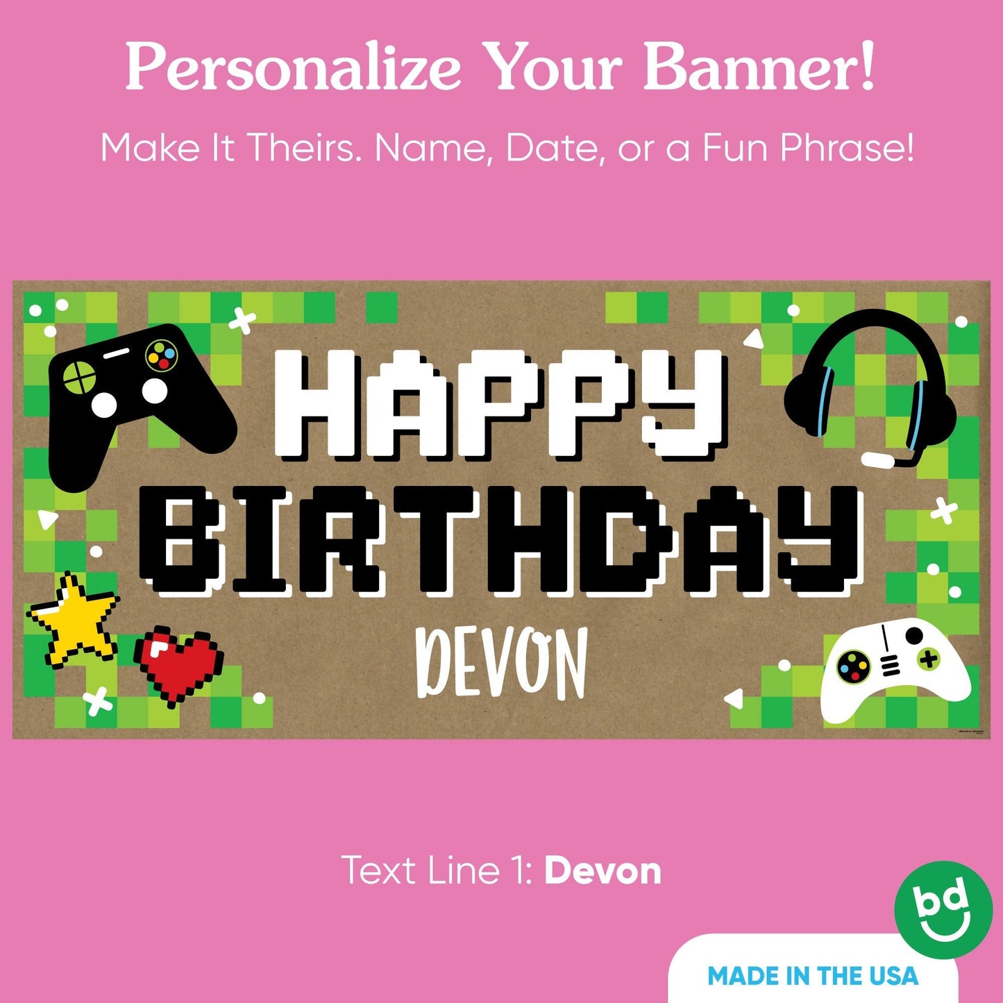 Custom Text Game Zone Birthday Kraft Banner