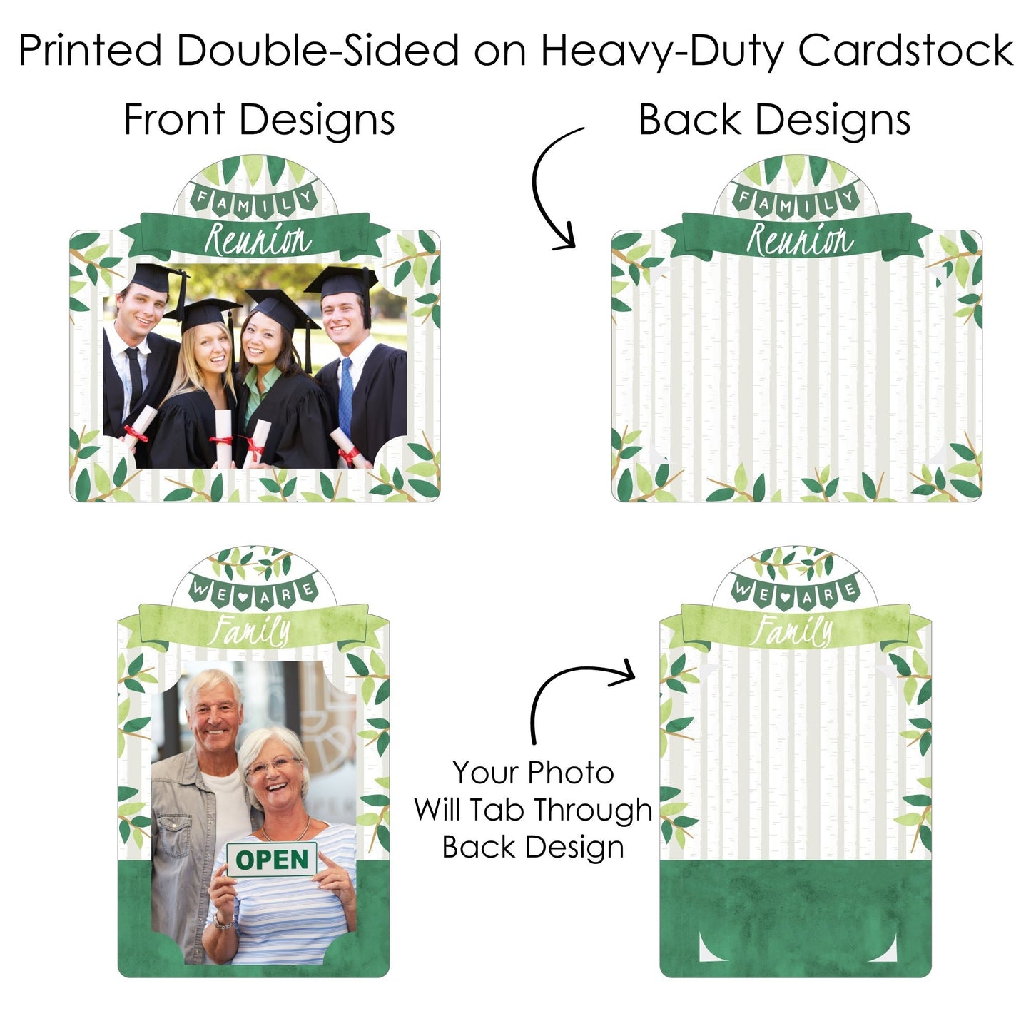 Family Tree Reunion - Family Gathering Party Picture Centerpiece Sticks - Photo Table Toppers - 15 Pieces