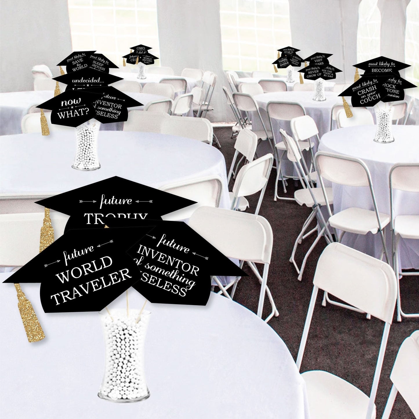 Hilarious Tassel Worth the Hassle - Gold - Graduation Party Photo Booth Props or Table Toppers - 20 Count