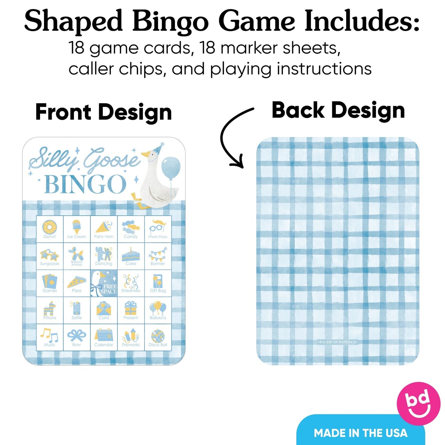 One Silly Goose Blue Bingo Game - 18 Ct