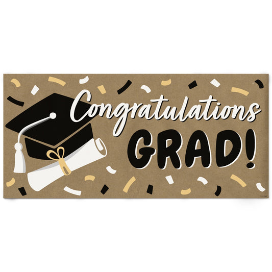 Black & Gold Grad Kraft Banner