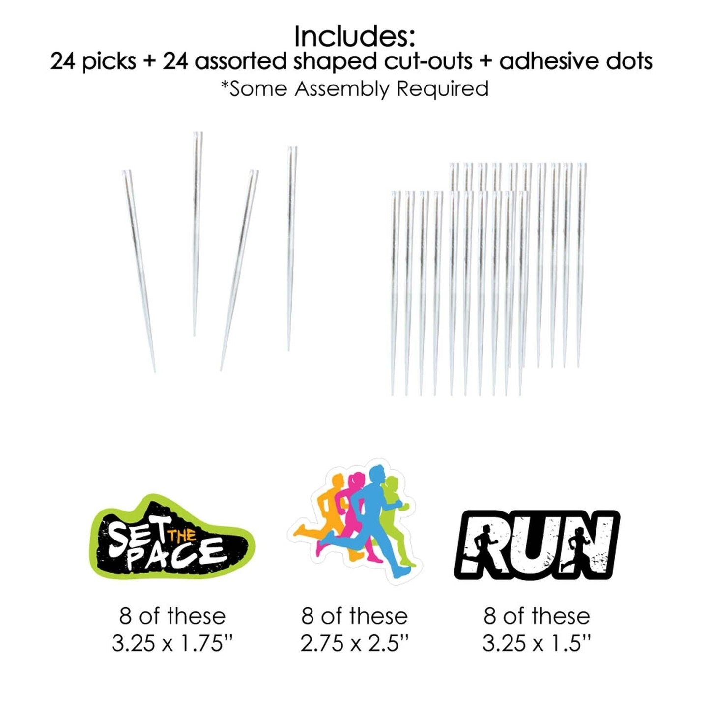 Set The Pace - Running - Dessert Cupcake Toppers - Track, Cross Country or Marathon Party Clear Treat Picks - Set of 24