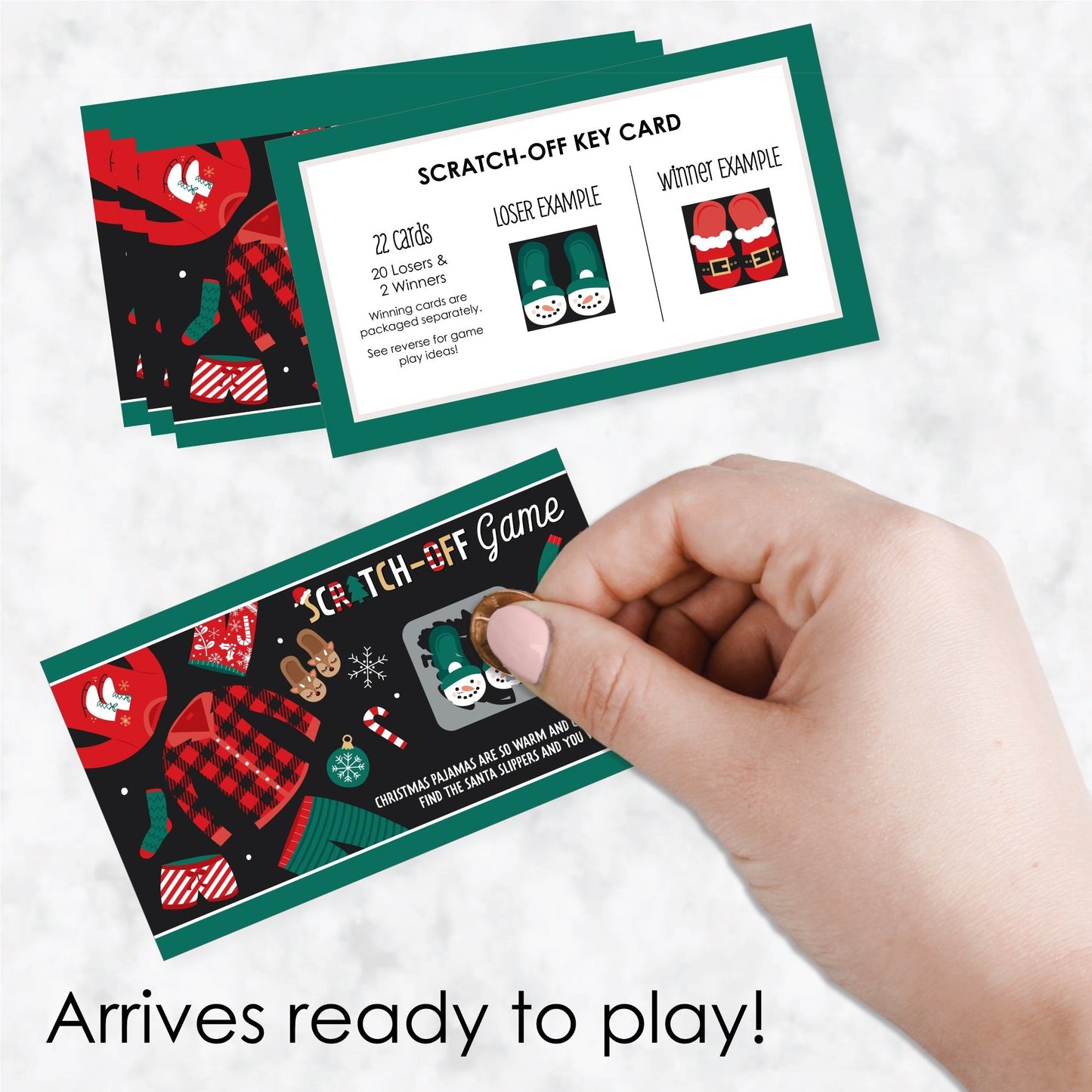 Christmas Pajamas - Holiday Plaid PJ Party Game Scratch Off Cards - 22 Count