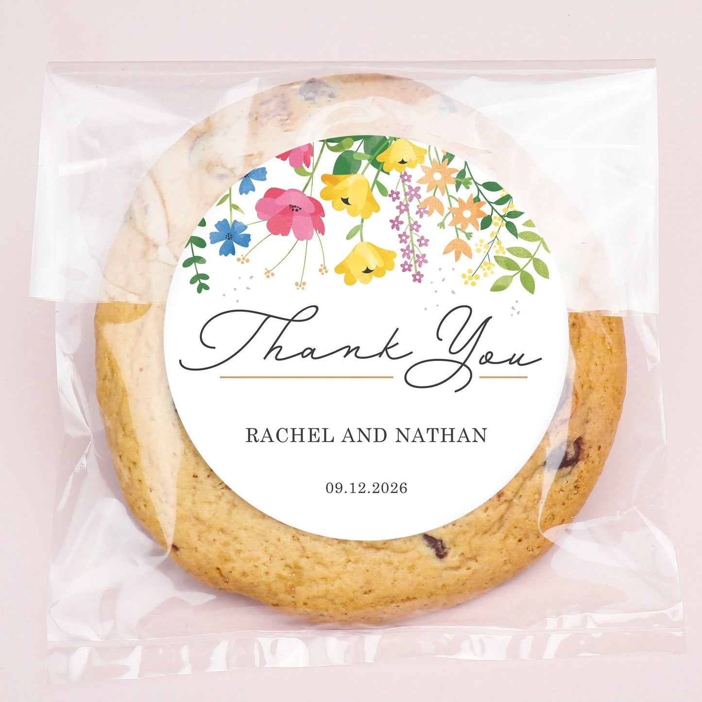 Custom Text Stickers & Clear Cookie Bags - Wildflowers