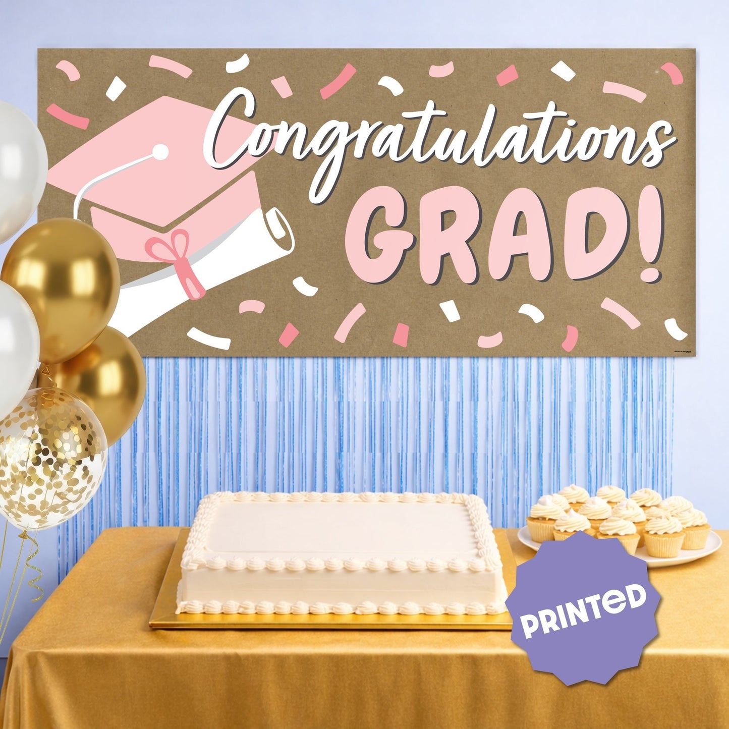 Rose Gold Grad Kraft Banner