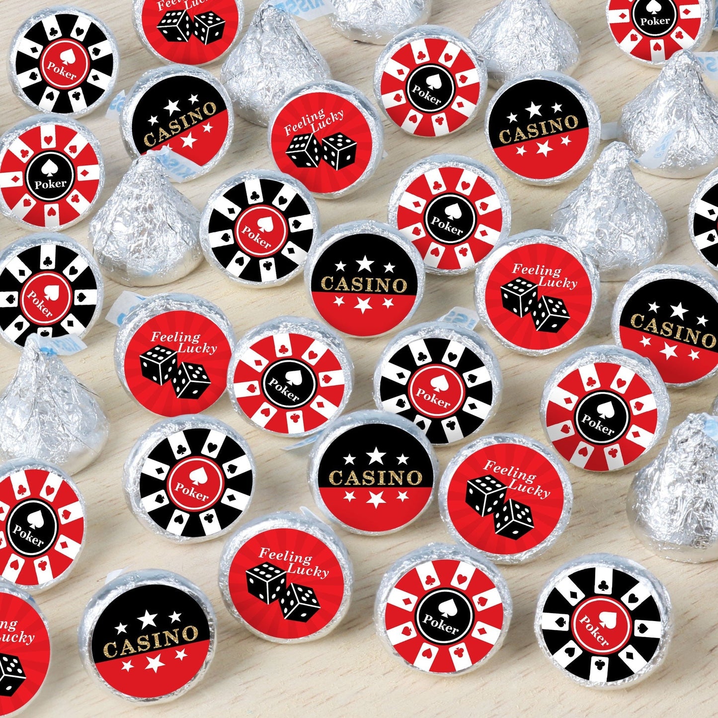 Las Vegas - Casino Party Small Round Candy Stickers - Party Favor Labels - 324 Count