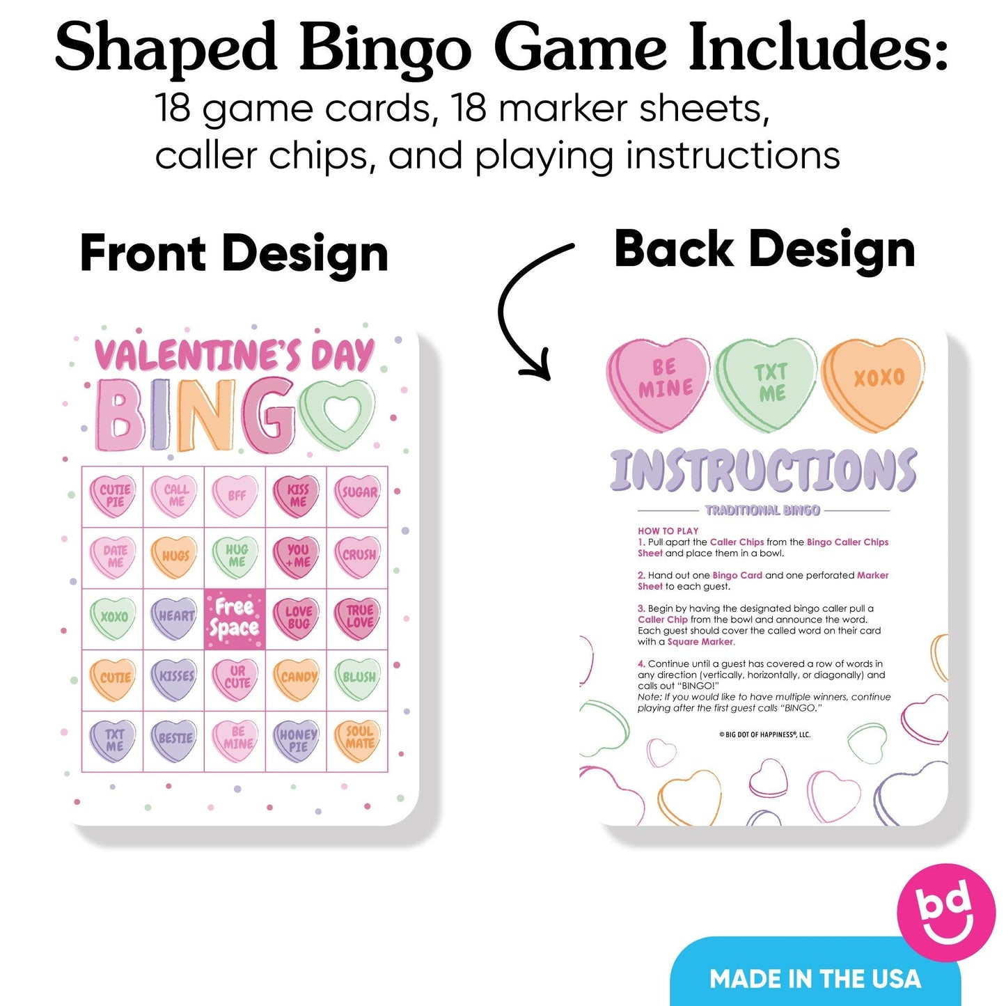 Valentine Hearts Bingo Game - 18 Ct