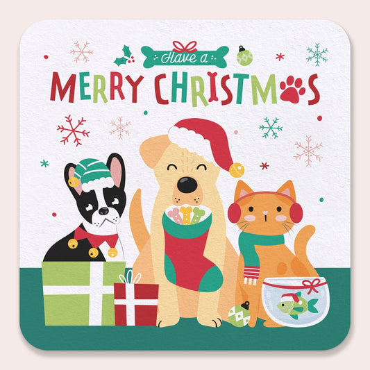 Drink Coasters - Christmas Pets - 25 Ct