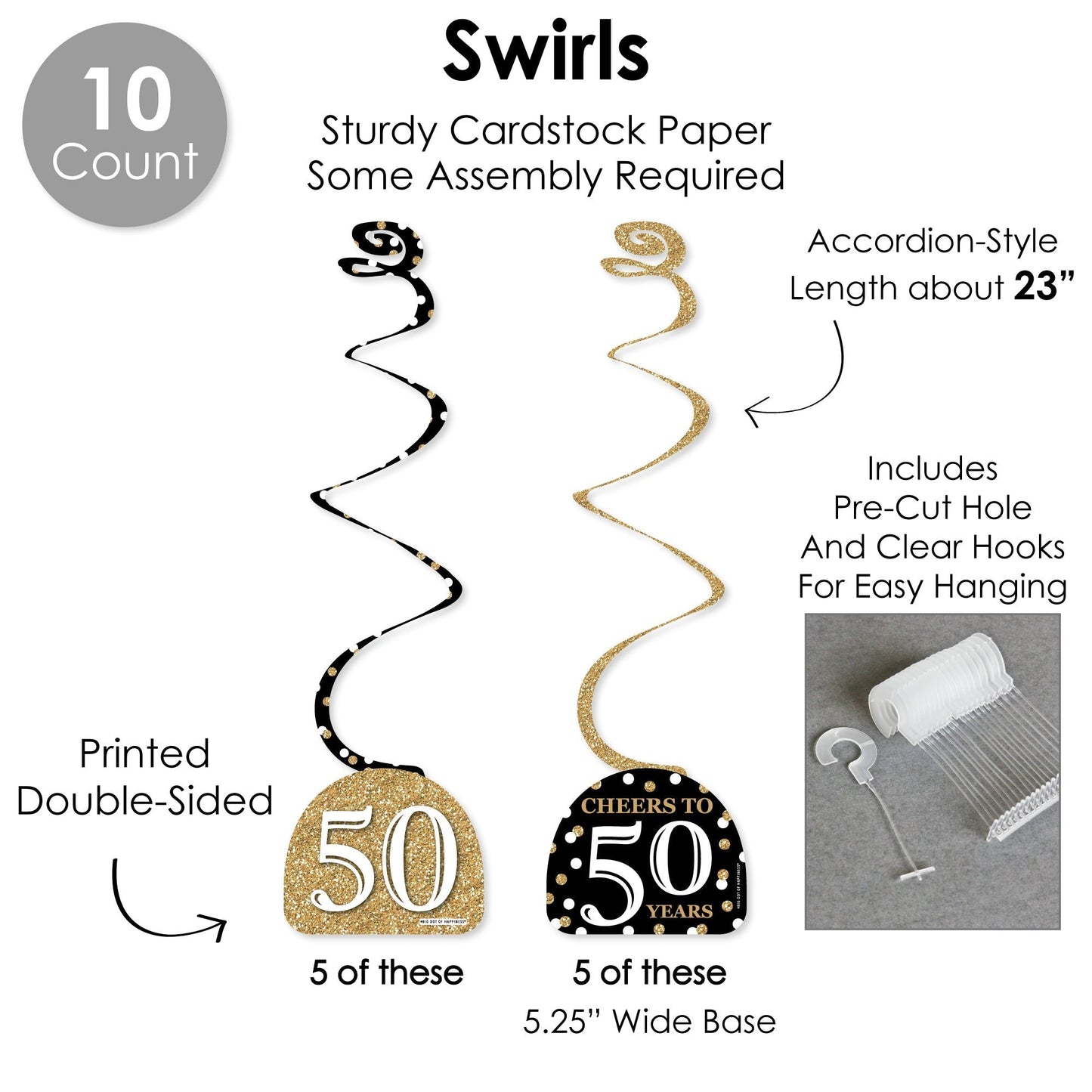 Adult 50th Birthday - Gold - Birthday Party Supplies Decoration Kit - Decor Galore Party Pack - 51 Pieces