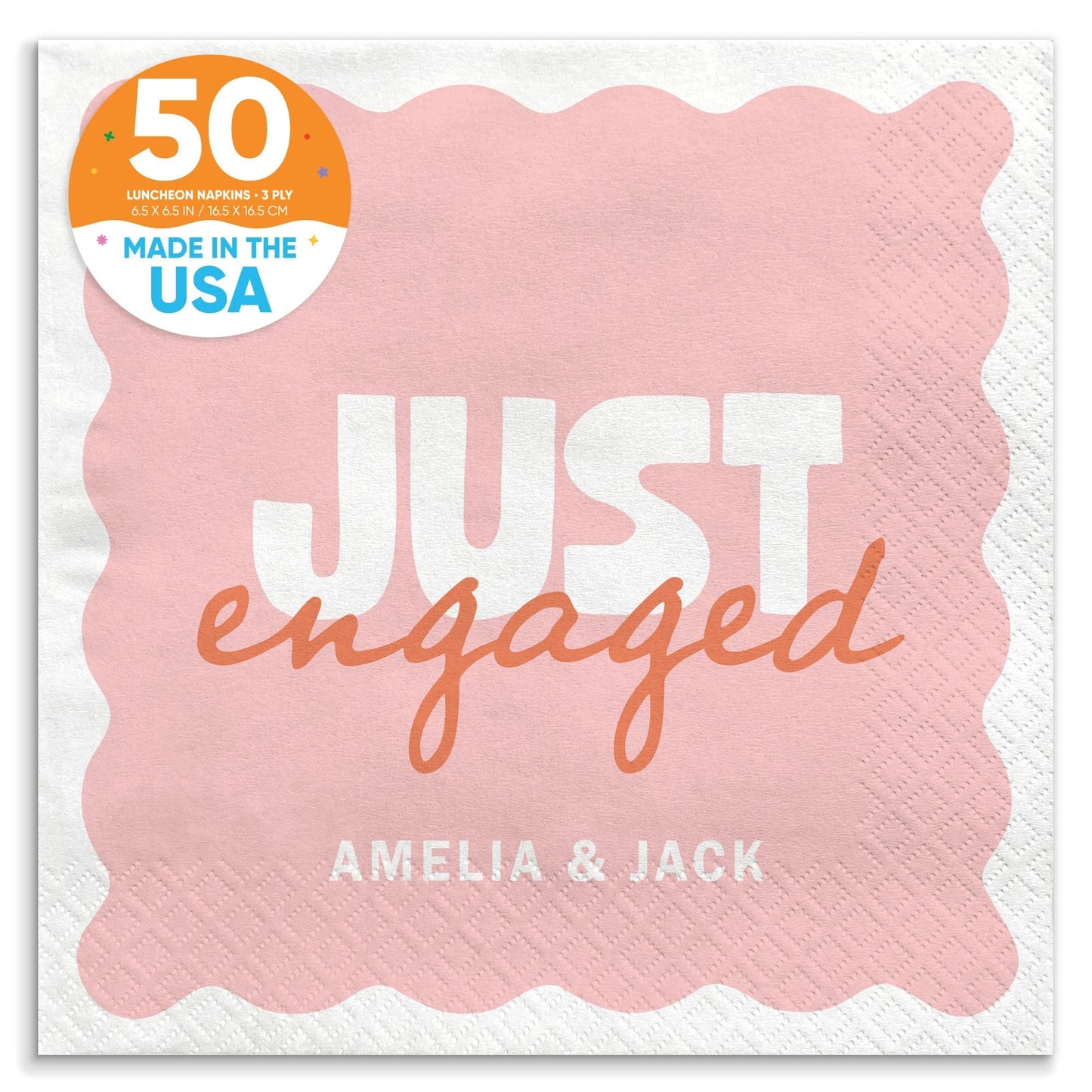Custom Text Napkins - Wavy Just Engaged