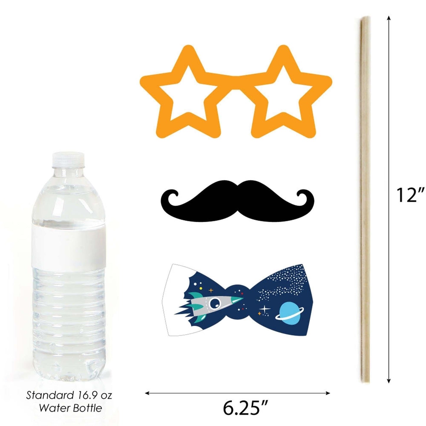 Blast Off to Outer Space - Rocket Ship Baby Shower or Birthday Party Photo Booth Props Kit - 20 Count