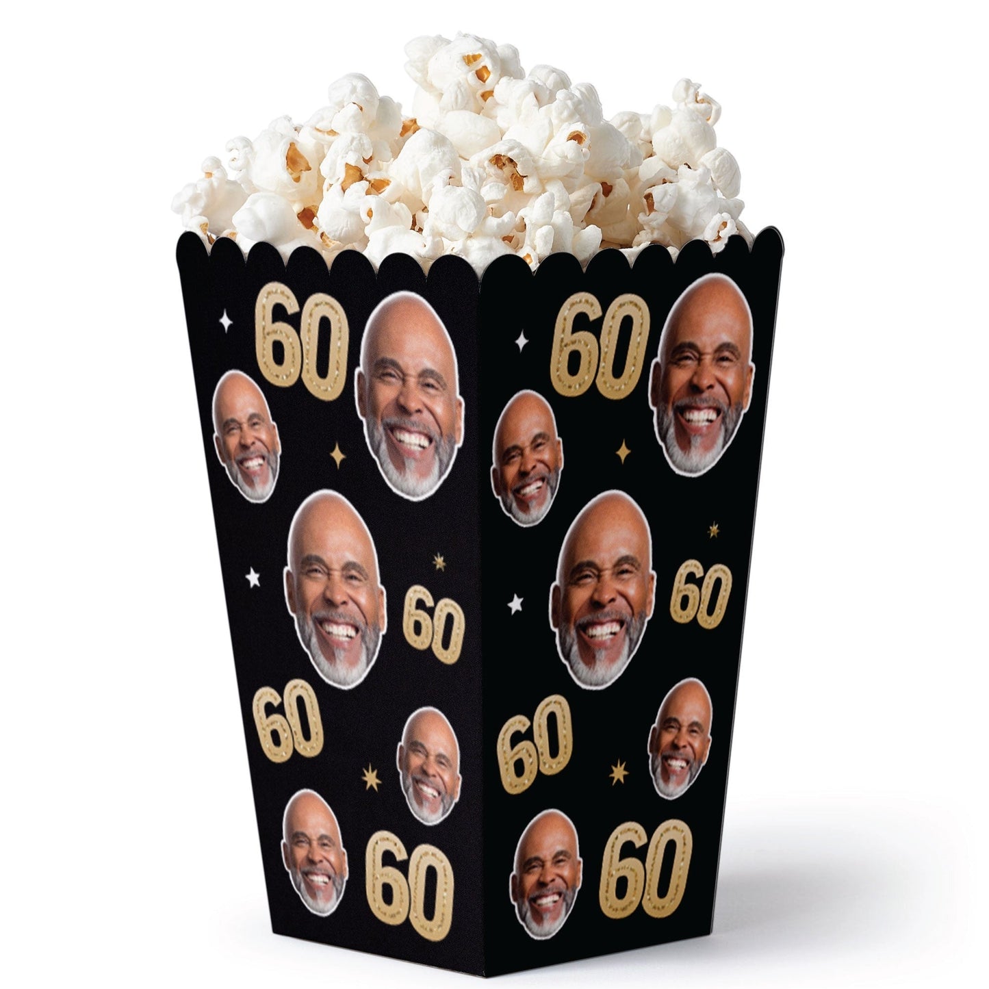 Custom Face 60th Birthday Popcorn Box - 12 Ct