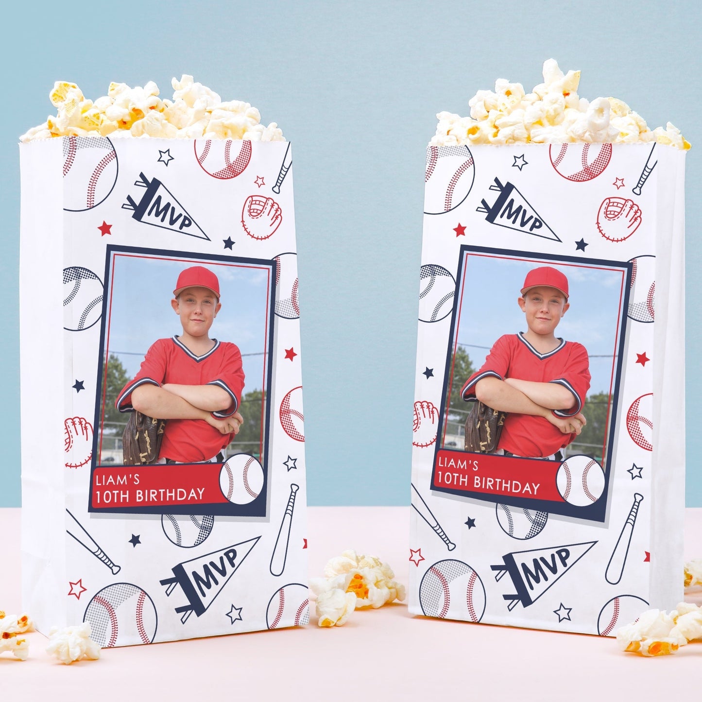 Custom Photo Popcorn Bag - Baseball - 25 Ct