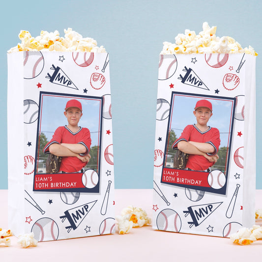 Custom Photo Popcorn Bag - Baseball - 25 Ct