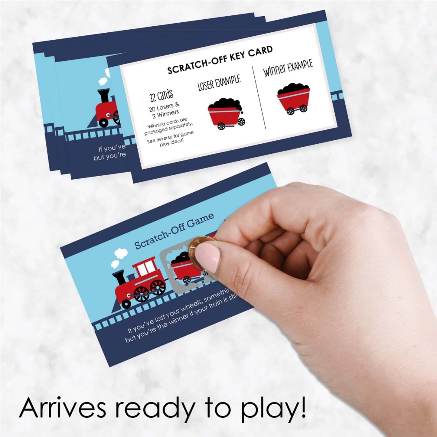 Railroad Party Crossing - Steam Train Birthday Party or Baby Shower Game Scratch Off Cards - 22 Count
