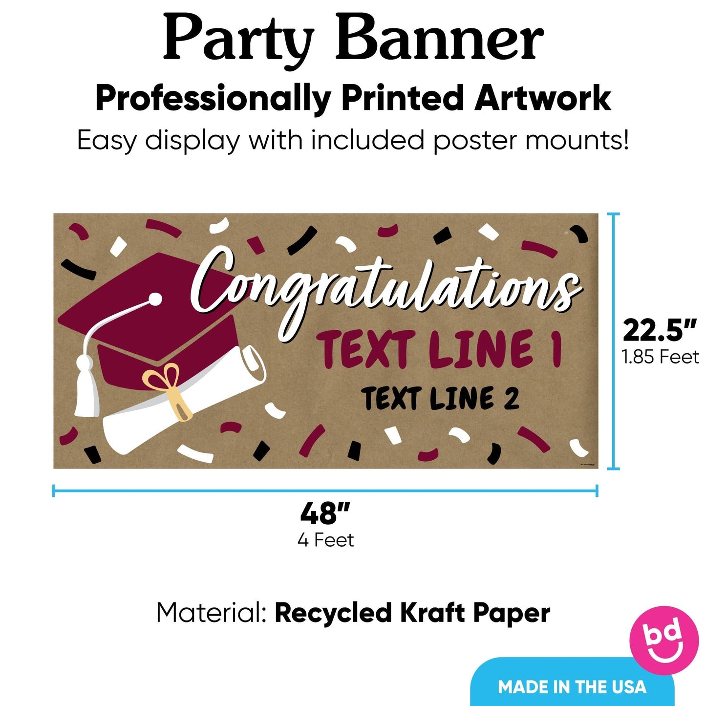 Custom Text Maroon Grad Kraft Banner