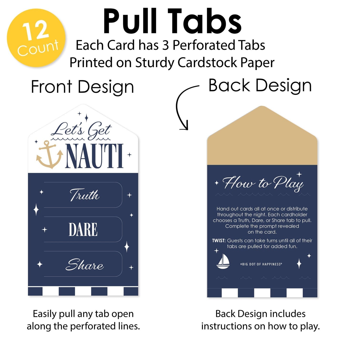 Let's Get Nauti Truth, Dare, Share Pull Tabs - 12 Ct
