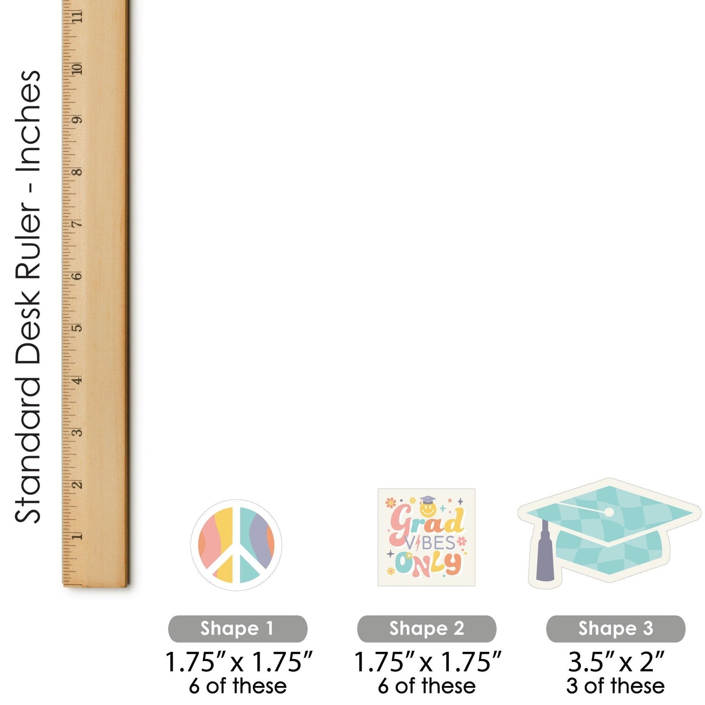 Groovy Grad - Cupcake Decoration - Hippie Graduation Party Cupcake Wrappers and Treat Picks Kit - Set of 24