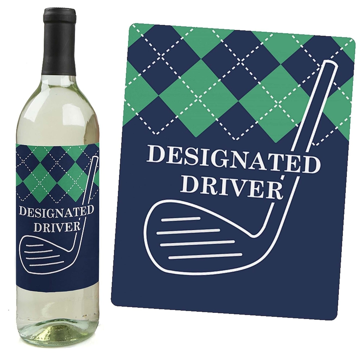 Par-Tee Time - Golf - Birthday or Retirement Party Decorations for Women and Men - Wine Bottle Label Stickers - Set of 4