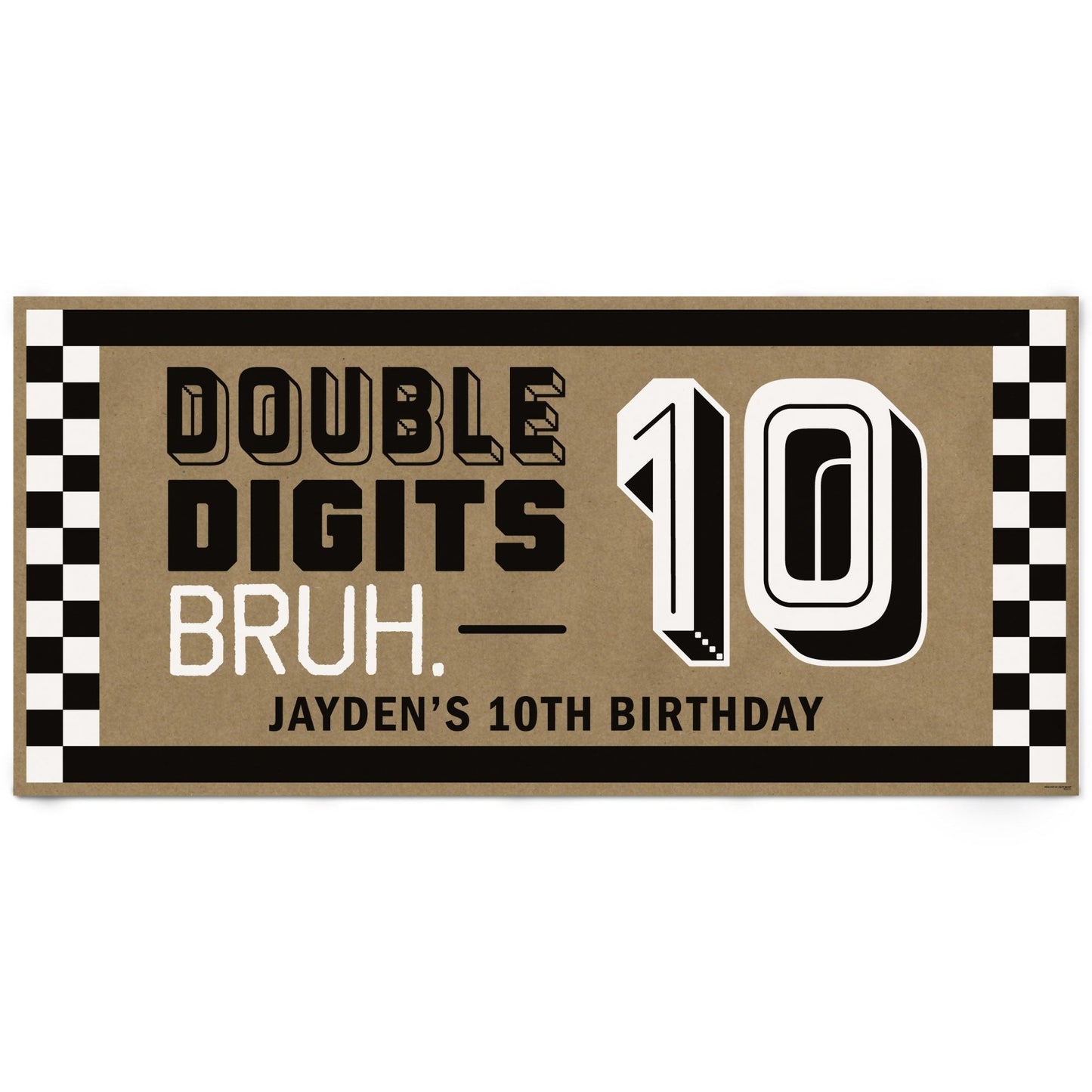 Custom Text 10th Birthday Bruh Kraft Banner
