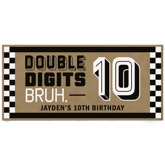 Custom Text 10th Birthday Bruh Kraft Banner