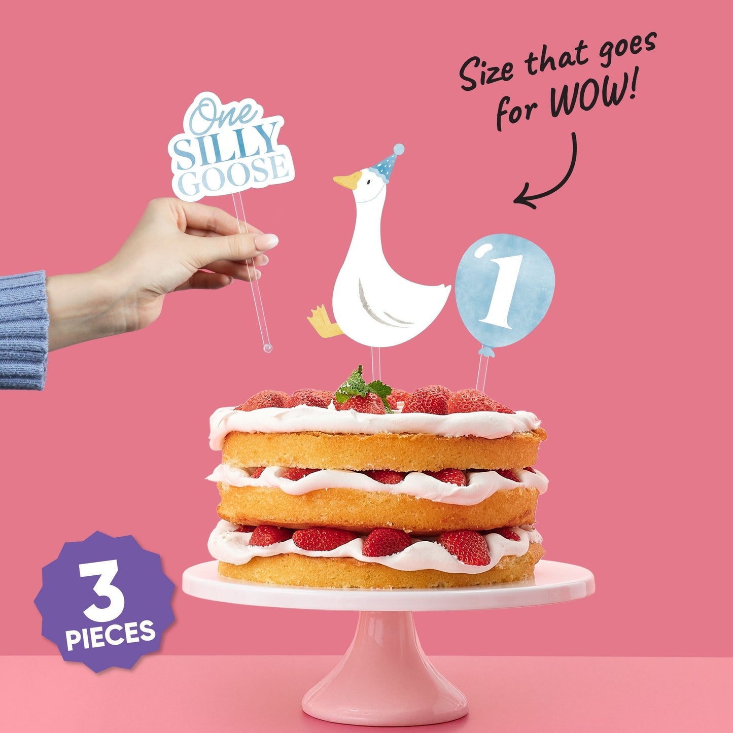 Blue Silly Goose Cake Topper - 3 Pc