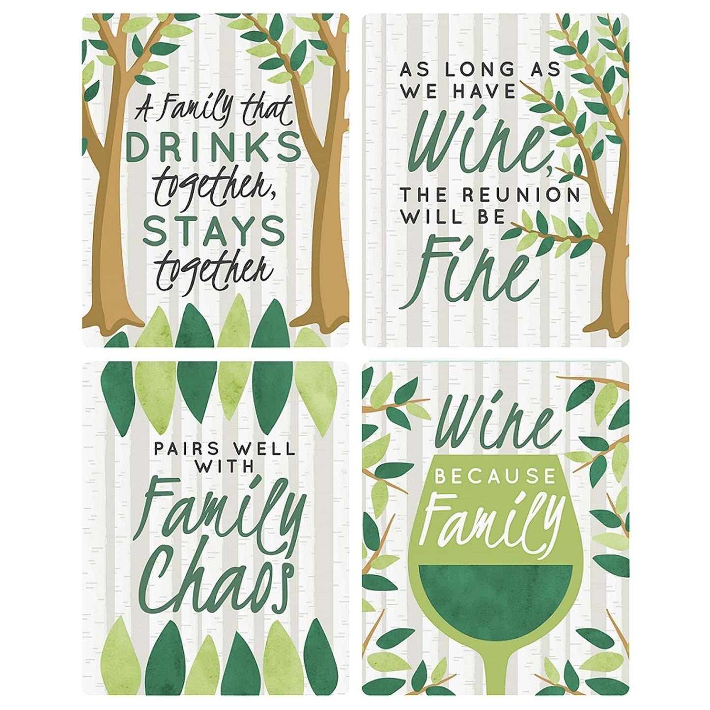 Family Tree Reunion - Family Gathering Party Decorations for Women and Men - Wine Bottle Label Stickers - Set of 4