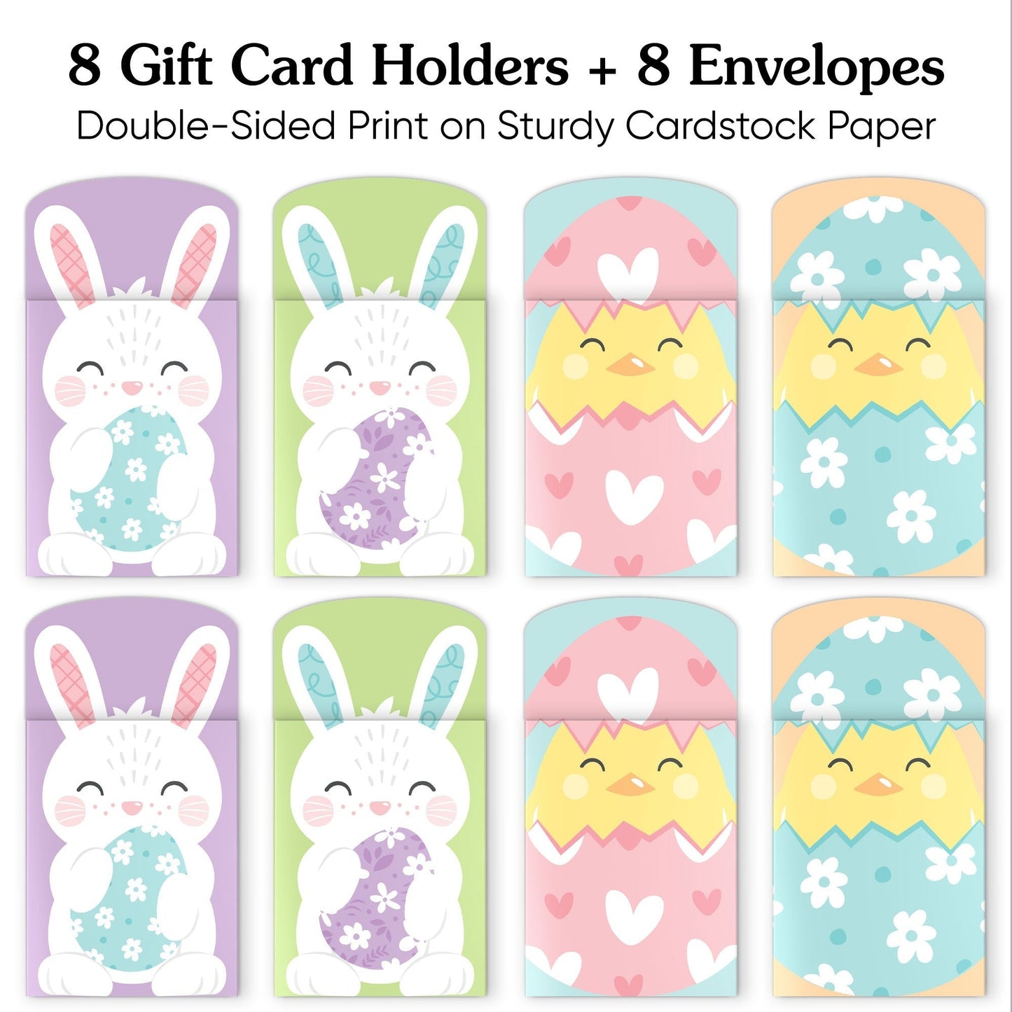 Assorted Spring Easter Bunny Nifty Gifty Card Holders - 8 Ct